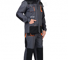 Костюм МАНХЕТТЕН :длин. куртка, п/к, т.серый с оранжевым и черным