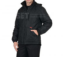 Куртка ПРАГА-Люкс мужская, с капюшоном, черный