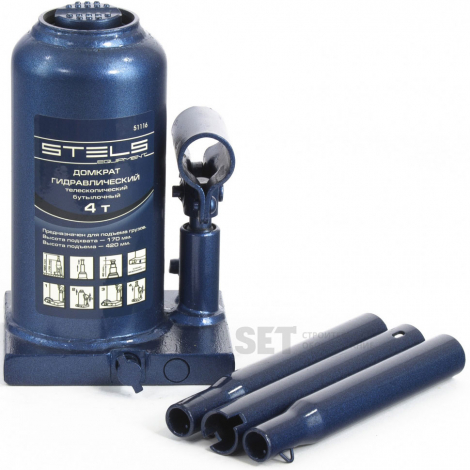Домкрат гидравлический бутылочный телескопический, 6т, 170–420 мм STELS